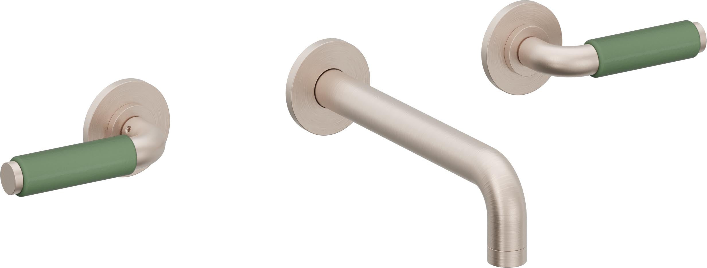 California Faucets Cayucos Llave de Lavabo de Pared de Dos Llaves - Níquel Satinado