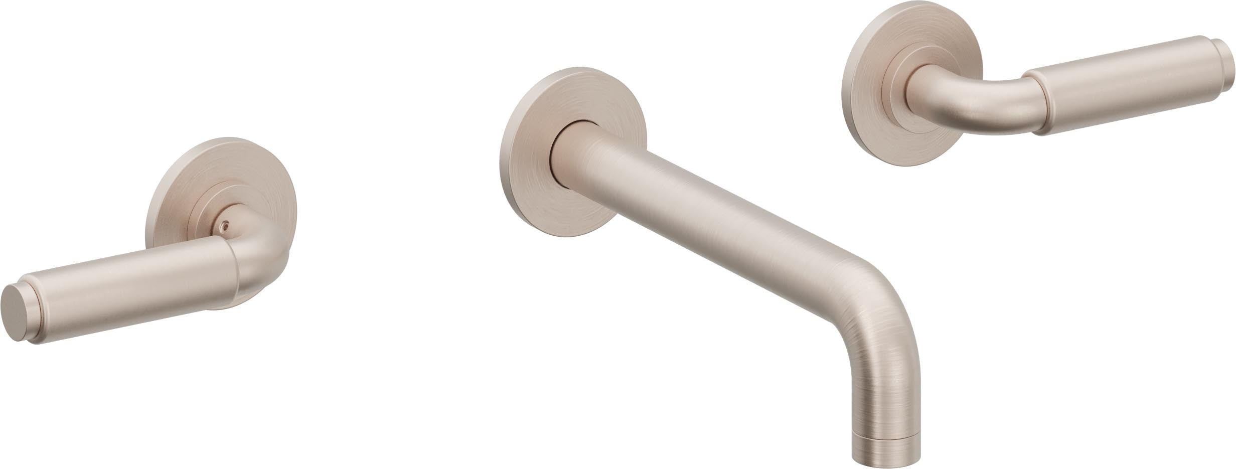 California Faucets Cayucos Llave de Lavabo de Pared de Dos Llaves - Níquel Satinado