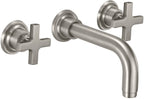 California Faucets Rincon Bay Llave de Lavabo de Pared de Dos Llaves - Níquel Satinado