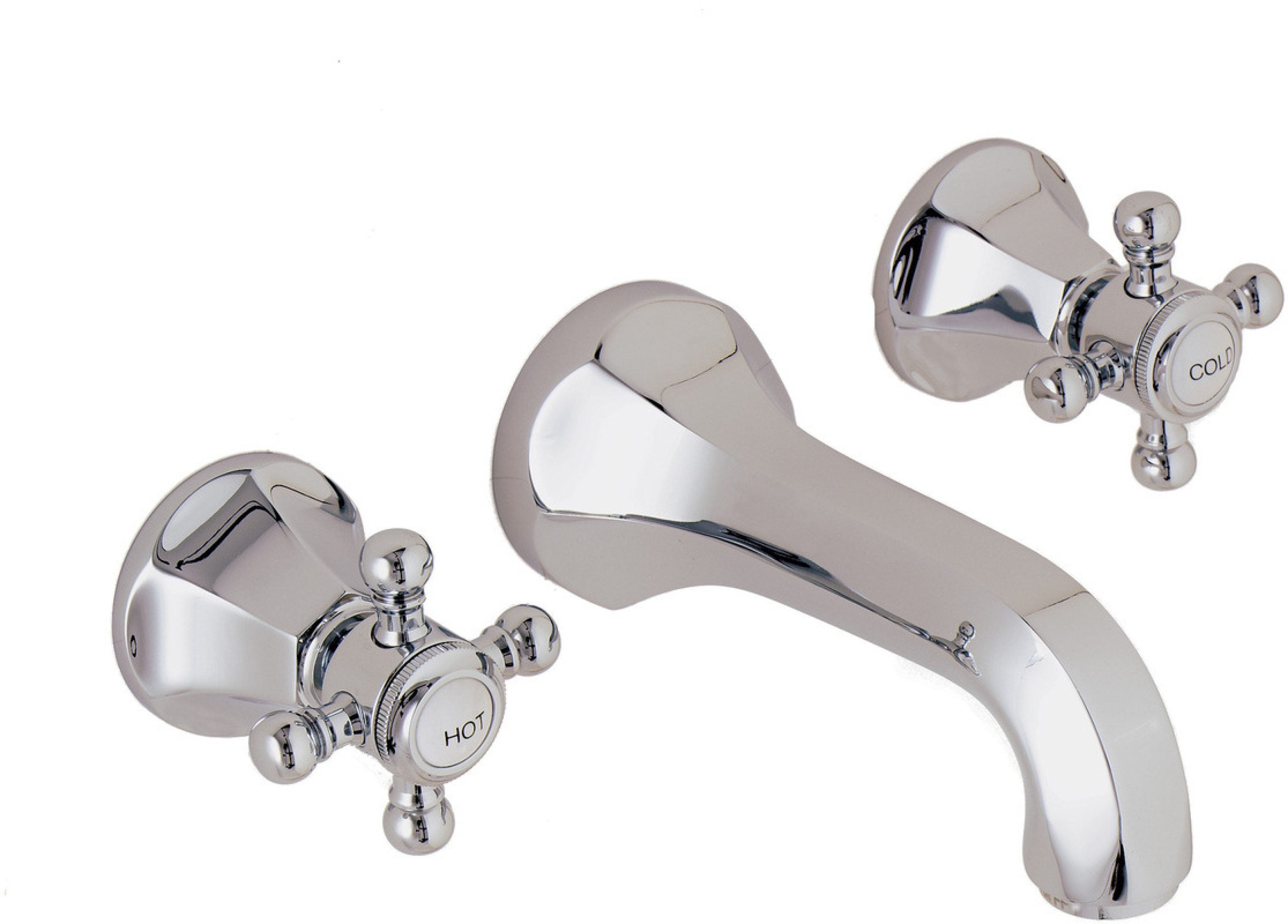 California Faucets Monterey Llave de Lavabo de Pared de Dos Llaves - Cromo Pulido