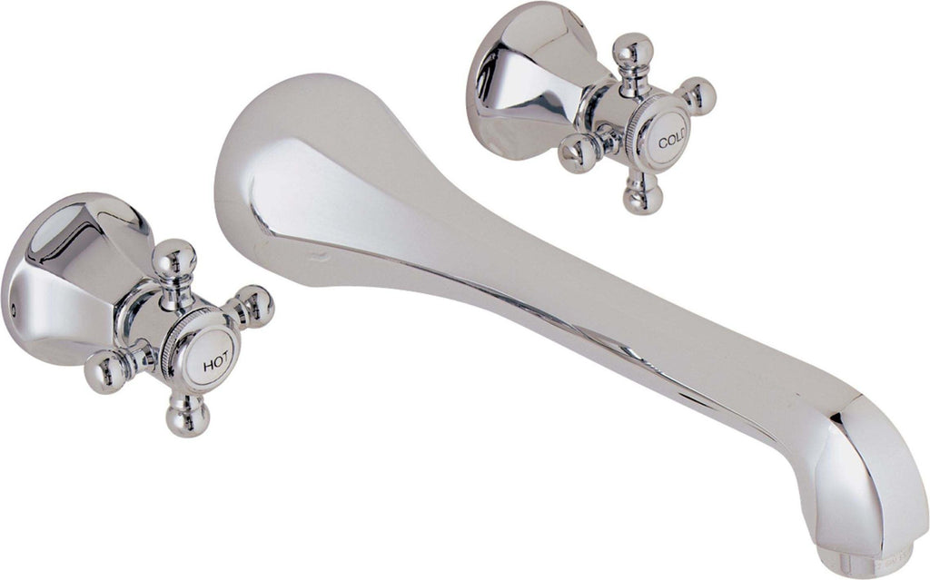 California Faucets Monterey Llave de Lavabo de Pared de Dos Llaves - Cromo Pulido