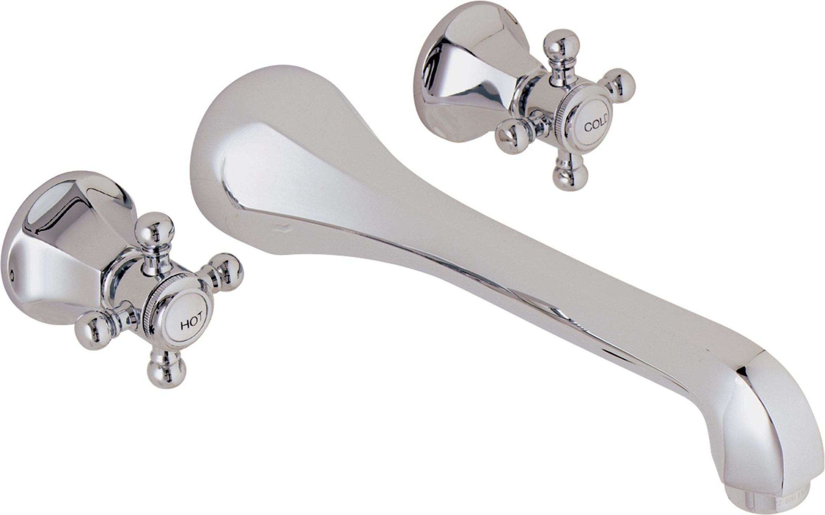 California Faucets Monterey Llave de Lavabo de Pared de Dos Llaves - Cromo Pulido
