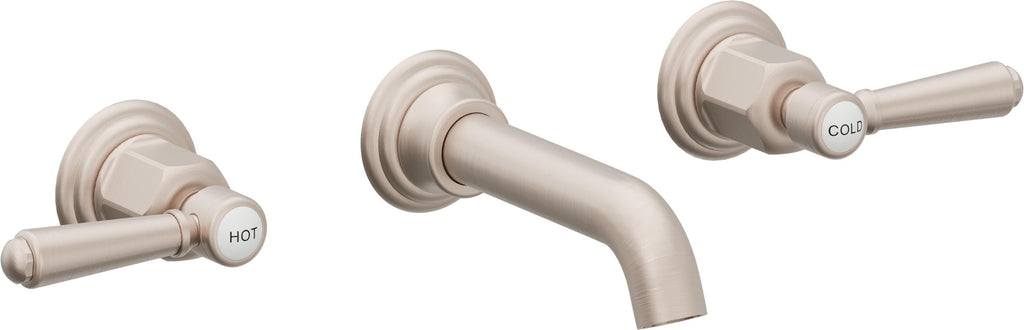 California Faucets Coronado Llave de Lavabo de Pared de Dos Llaves - Níquel Satinado