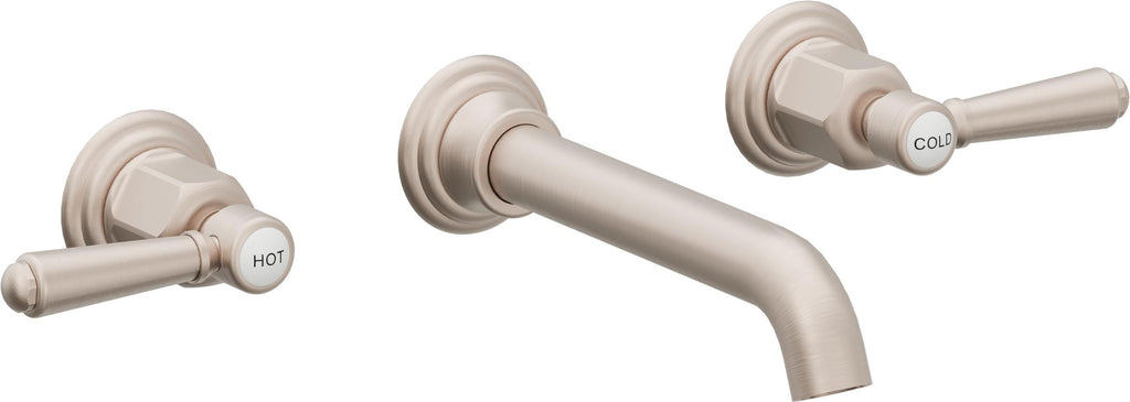 California Faucets Coronado Llave de Lavabo de Pared de Dos Llaves - Níquel Satinado