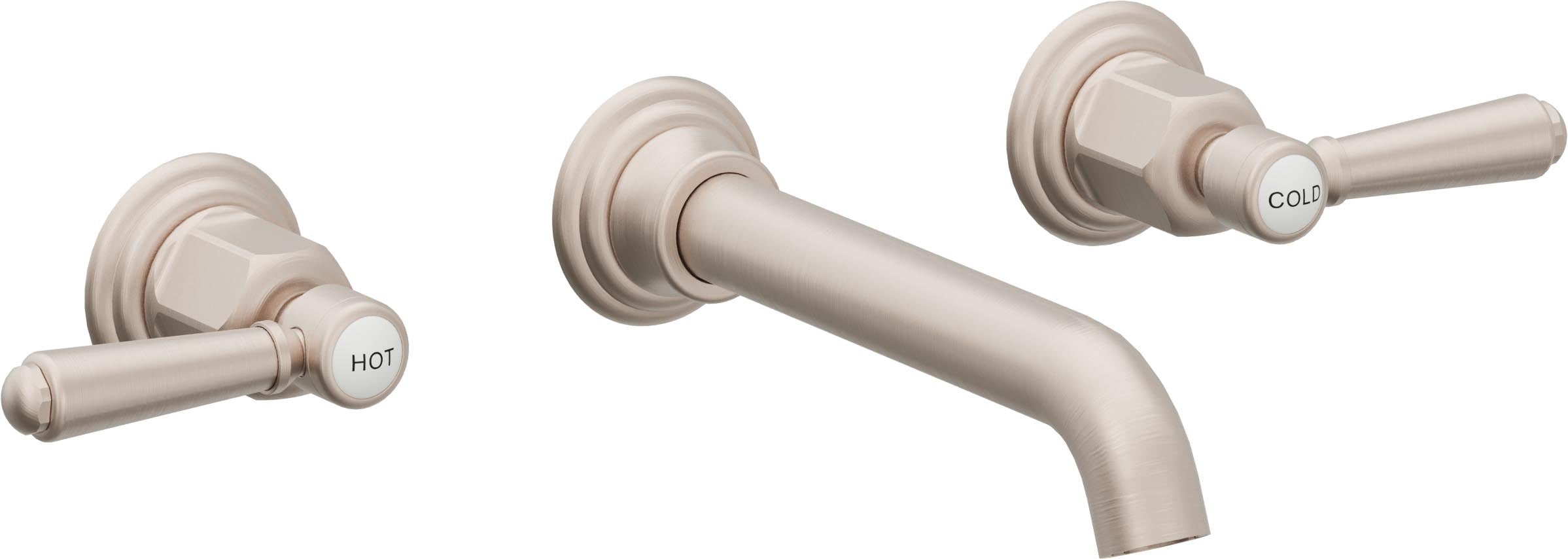 California Faucets Coronado Llave de Lavabo de Pared de Dos Llaves - Níquel Satinado
