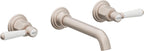 California Faucets Coronado Llave de Lavabo de Pared de Dos Llaves - Níquel Satinado