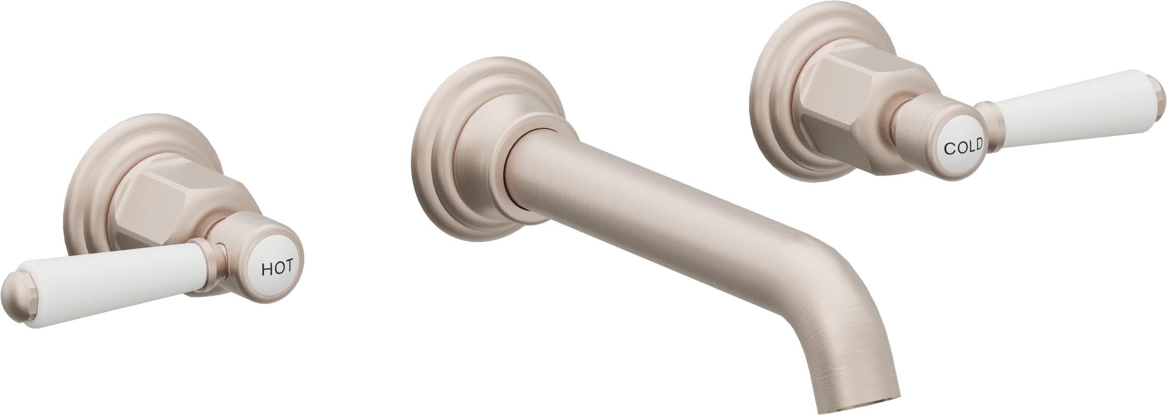 California Faucets Coronado Llave de Lavabo de Pared de Dos Llaves - Níquel Satinado