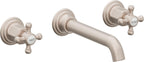 California Faucets Coronado Llave de Lavabo de Pared de Dos Llaves - Níquel Satinado