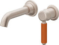 California Faucets Del Mar Llave de Lavabo de Pared de Una Llave - Manija de Porcelana Naranja - Níquel Satinado