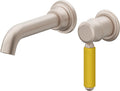 California Faucets Del Mar Llave de Lavabo de Pared de Una Llave - Manija de Porcelana Amarilla - Níquel Satinado