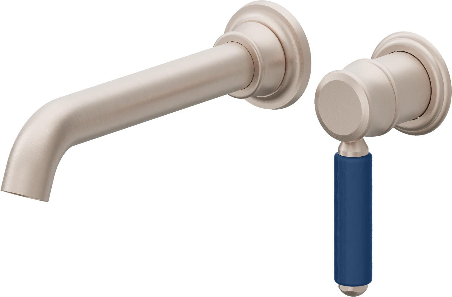 California Faucets Del Mar Llave de Lavabo de Pared de Una Llave - Manija de Porcelana Azul - Níquel Satinado