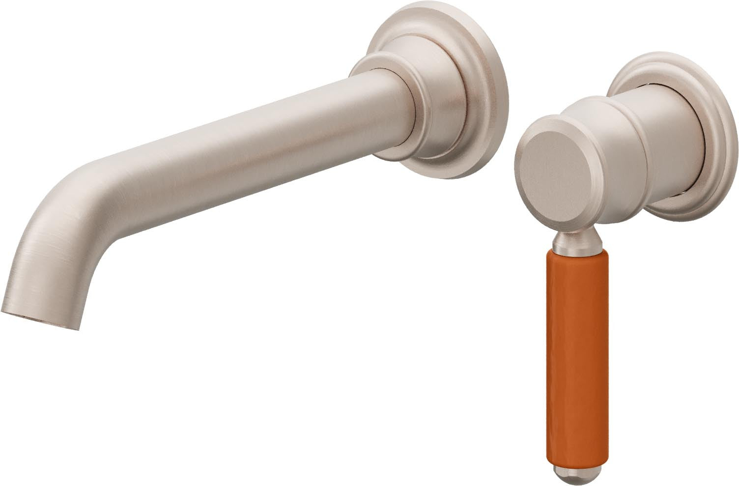 California Faucets Del Mar Llave de Lavabo de Pared de Una Llave - Manija de Porcelana Naranja - Níquel Satinado