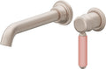 California Faucets Del Mar Llave de Lavabo de Pared de Una Llave - Manija de Porcelana Rosa - Níquel Satinado