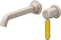 California Faucets Del Mar Llave de Lavabo de Pared de Una Llave - Manija de Porcelana Amarilla - Níquel Satinado