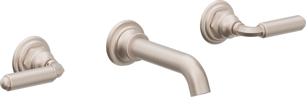 California Faucets Del Mar Llave de Lavabo de Pared de Dos Llaves - Níquel Satinado