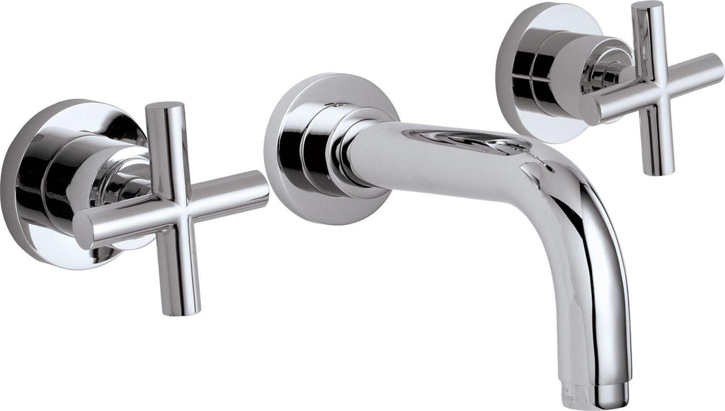 California Faucets Tiburon Llave de Lavabo de Pared de Dos Manijas - Manija de Cruz - Cromo Pulido