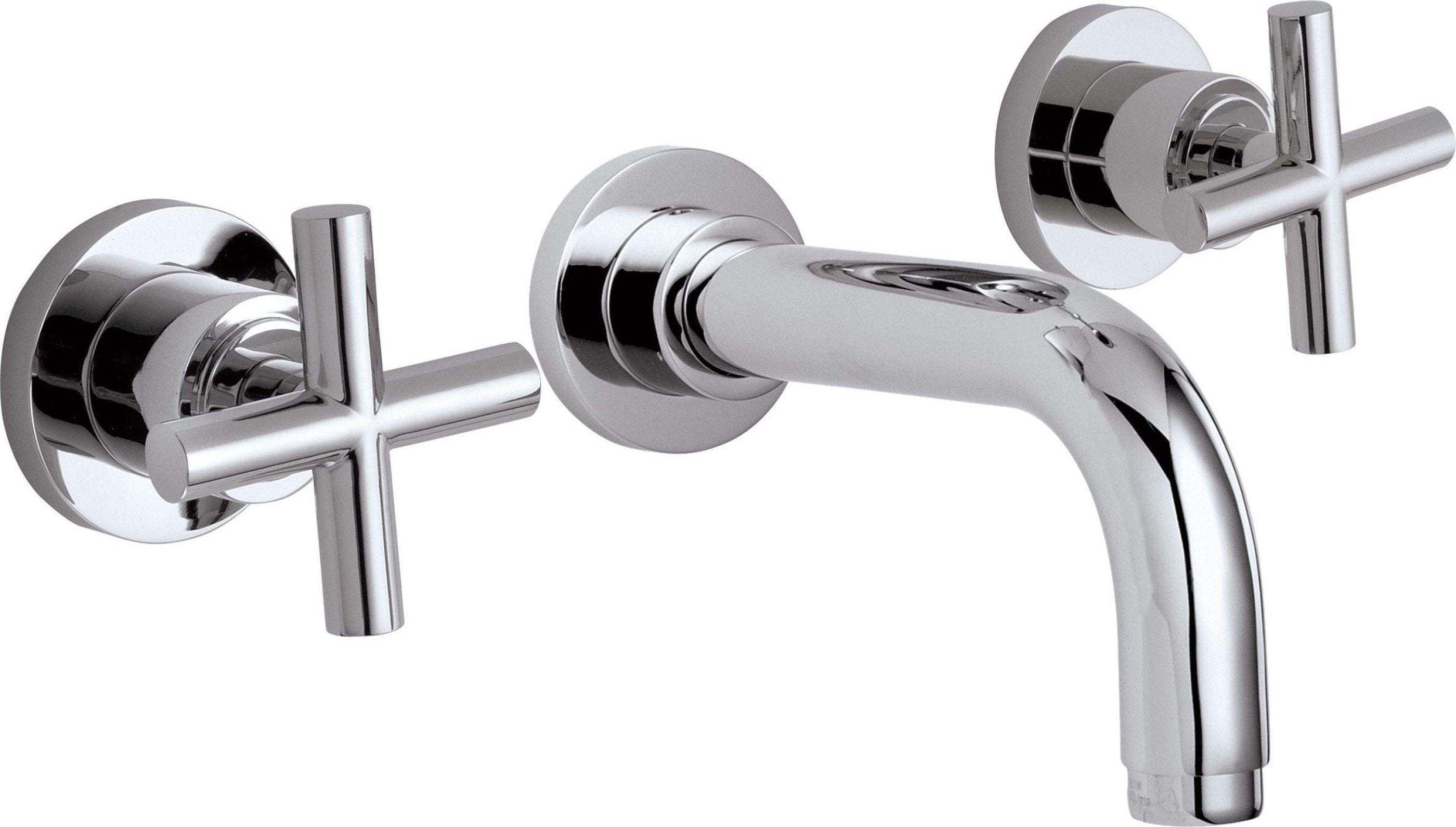 California Faucets Tiburon Llave de Lavabo de Pared de Dos Manijas - Manija de Cruz - Cromo Pulido