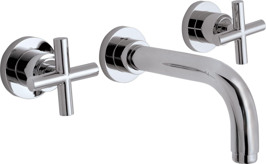 California Faucets Tiburon Llave de Lavabo de Pared de Dos Manijas - Manija de Cruz - Cromo Pulido