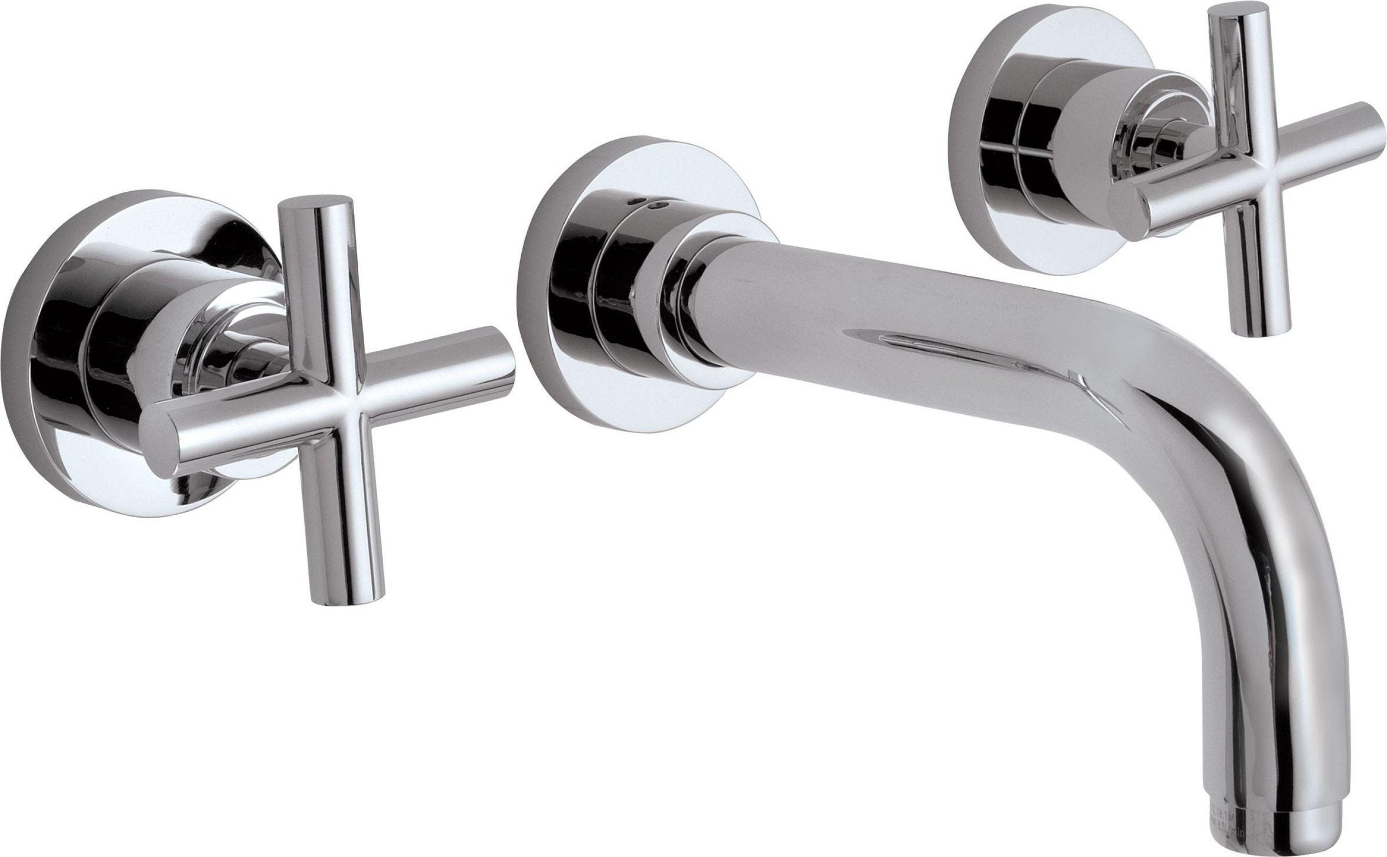 California Faucets Tiburon Llave de Lavabo de Pared de Dos Manijas - Manija de Cruz - Cromo Pulido