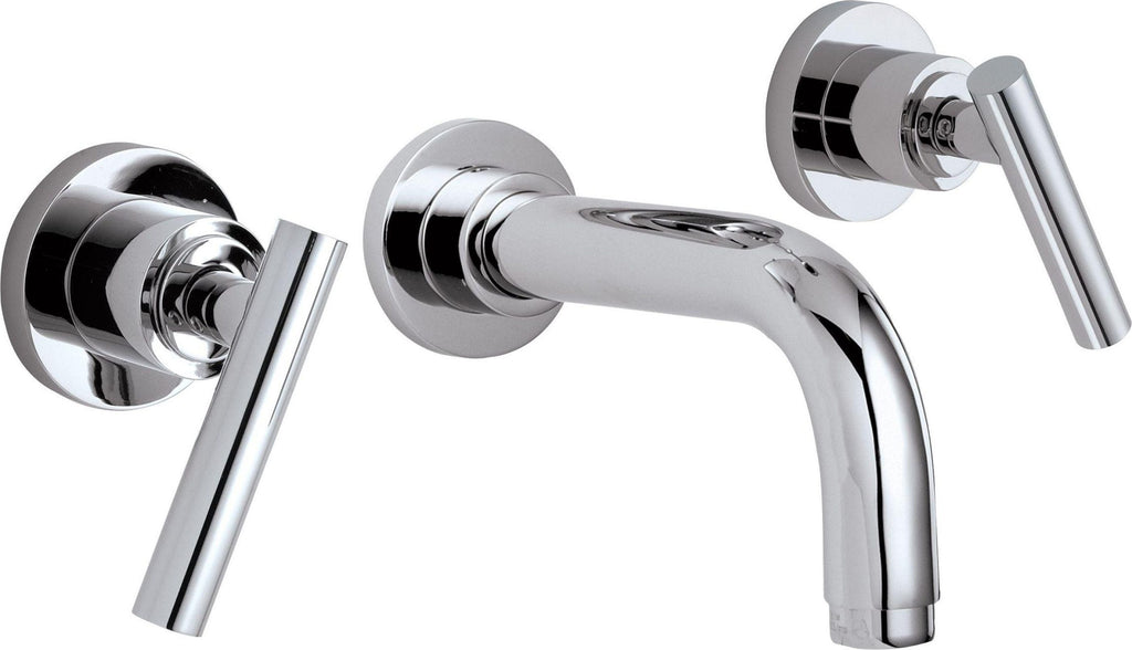 California Faucets Tiburon Llave de Lavabo de Pared de Dos Manijas - Manija de Palanca - Cromo Pulido