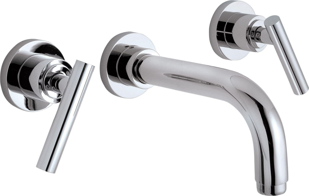 California Faucets Tiburon Llave de Lavabo de Pared de Dos Manijas - Manija de Palanca - Cromo Pulido