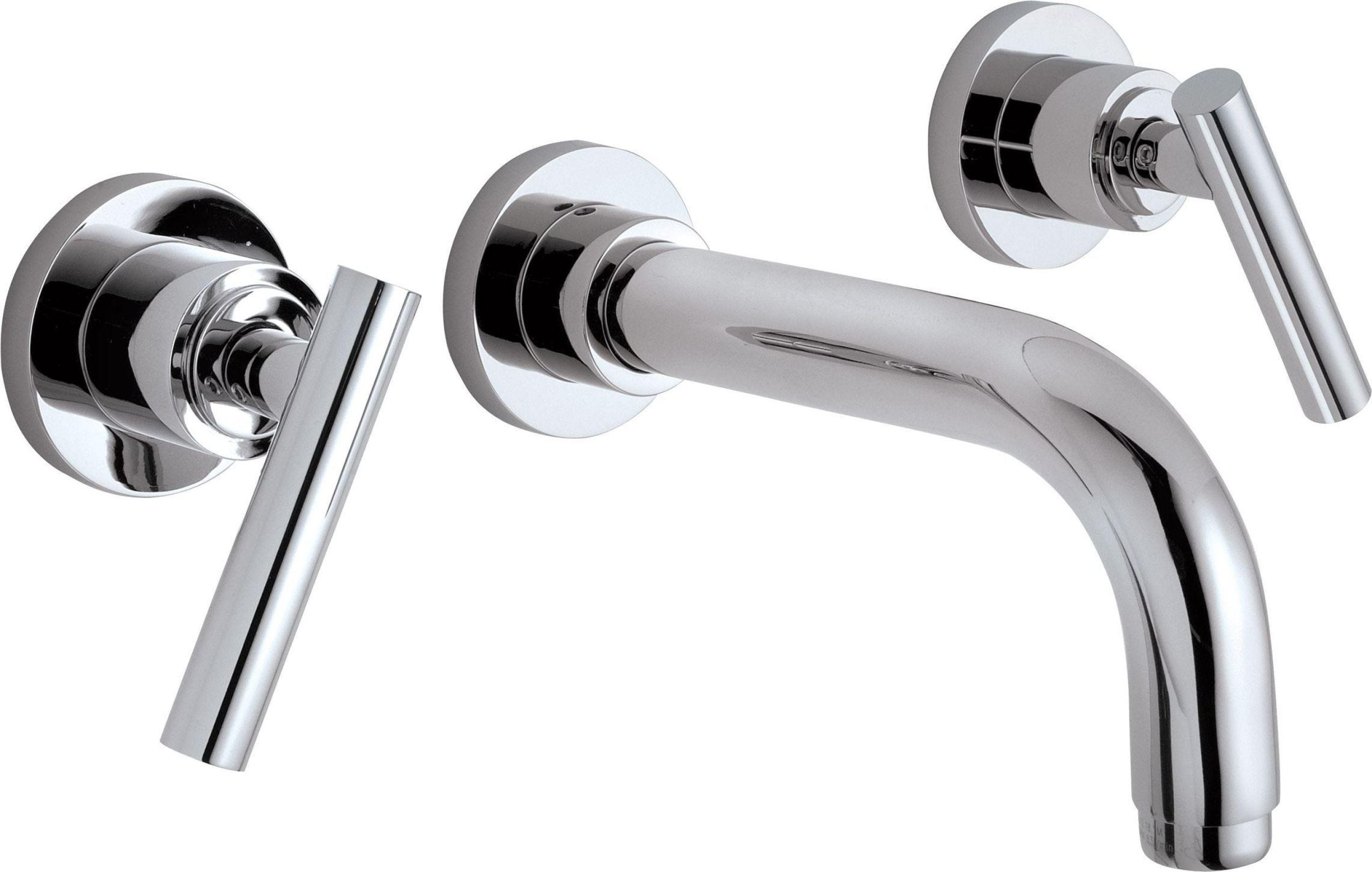 California Faucets Tiburon Llave de Lavabo de Pared de Dos Manijas - Manija de Palanca - Cromo Pulido