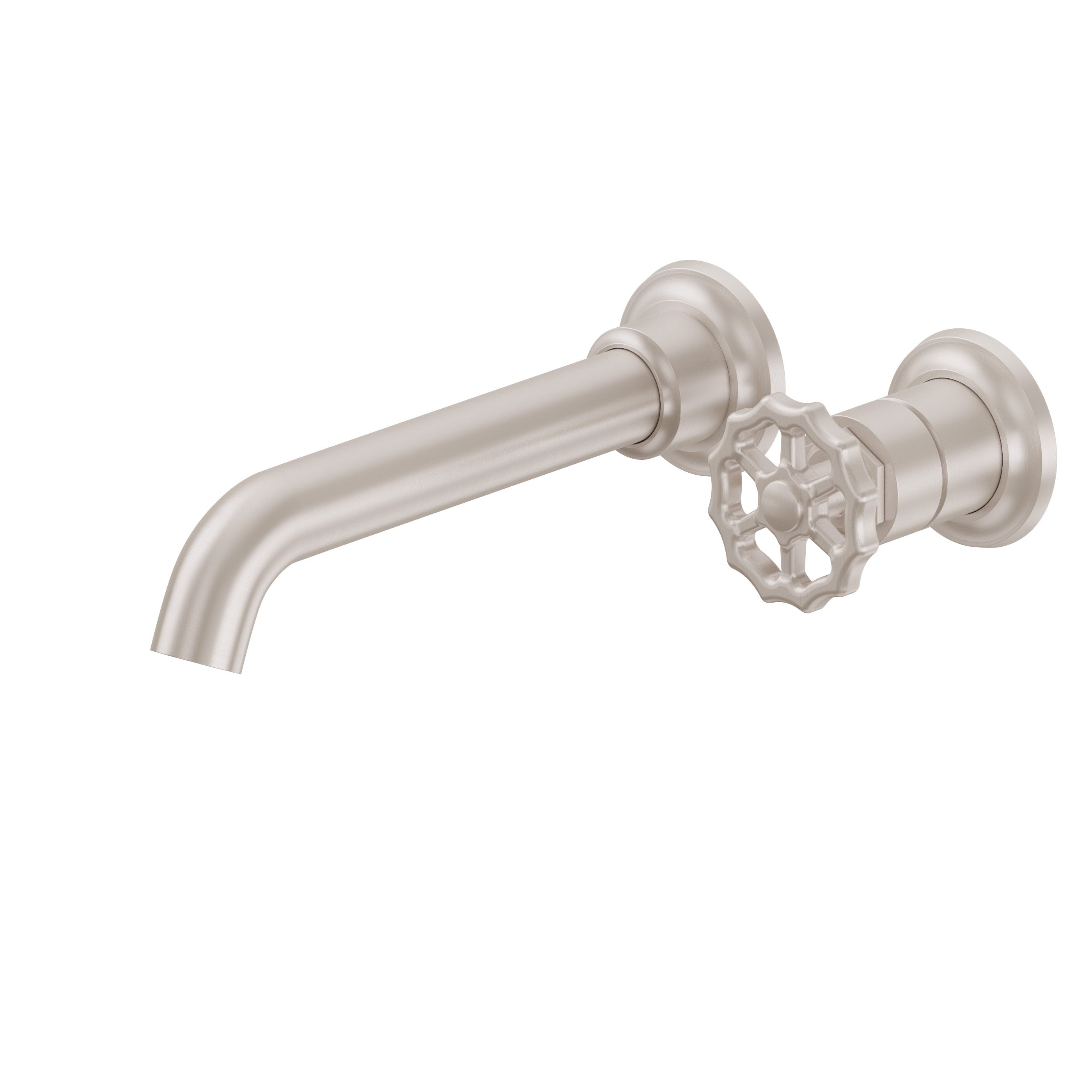 California Faucets Descanso Works Llave de Lavabo de Pared de Una Llave - Níquel Satinado
