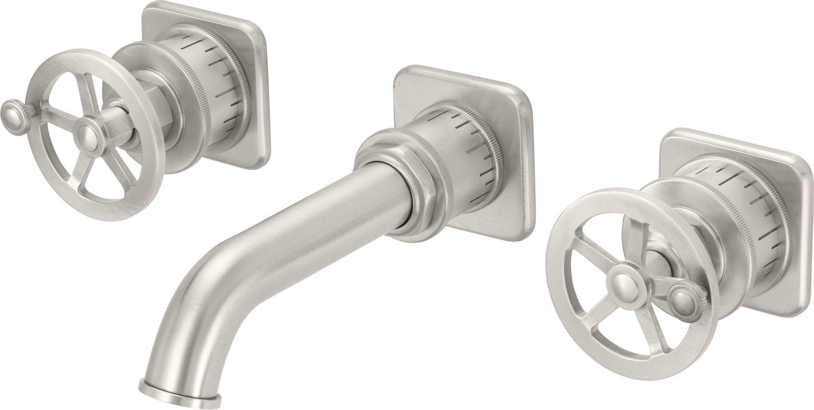 California Faucets Steampunk Bay Llave de Lavabo de Pared de Dos Llaves