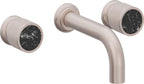 California Faucets Capitola Llave de Lavabo de Pared de Dos Llaves - Alcance Corto, Cilíndrica - Níquel Satinado