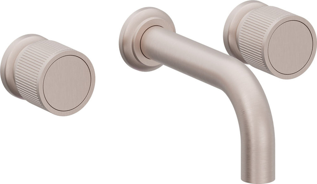California Faucets Capitola Llave de Lavabo de Pared de Dos Llaves - Alcance Corto, Cilíndrica - Níquel Satinado