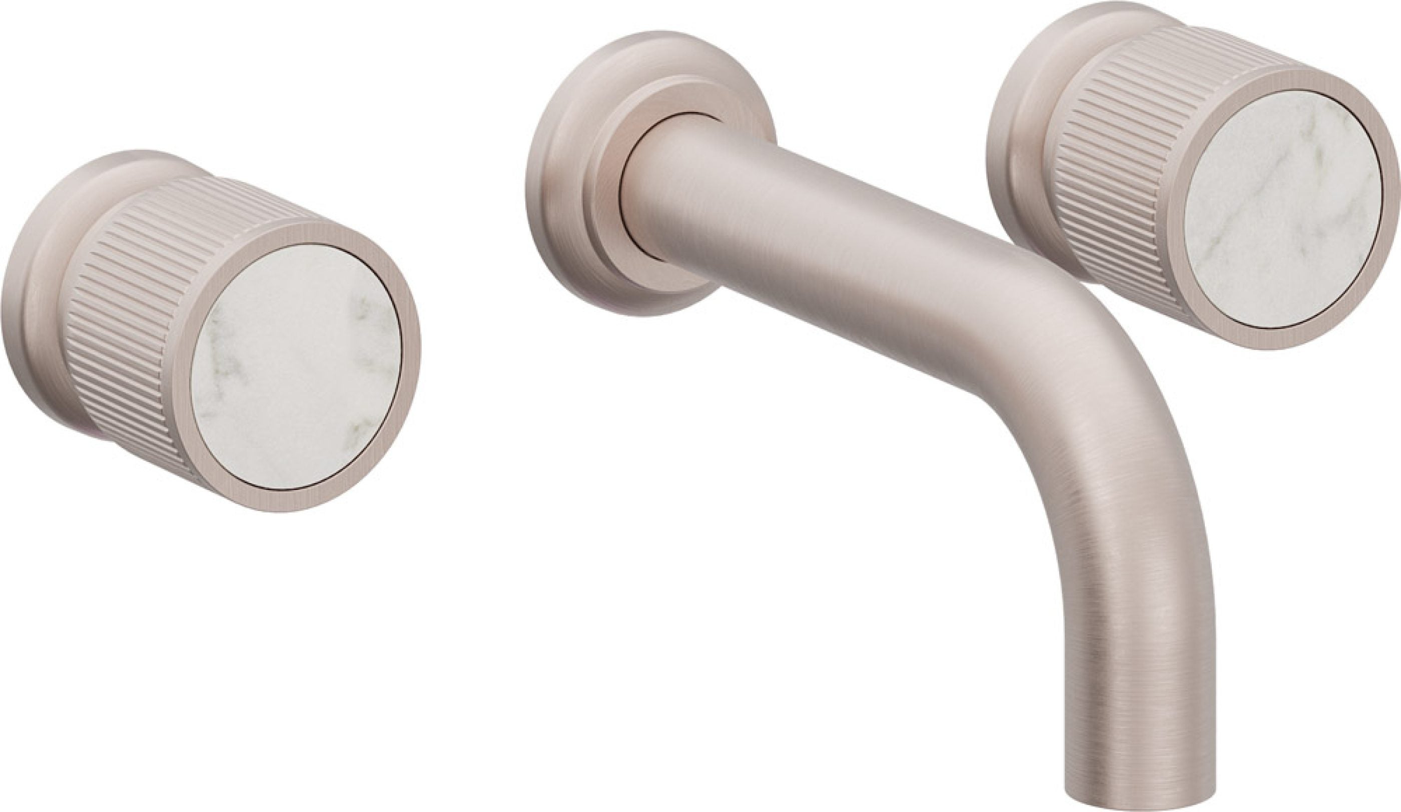 California Faucets Capitola Llave de Lavabo de Pared de Dos Llaves - Alcance Corto, Cilíndrica - Níquel Satinado