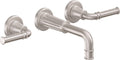 California Faucets Trousdale Llave de Lavabo de Pared de Dos Llaves - Níquel Satinado