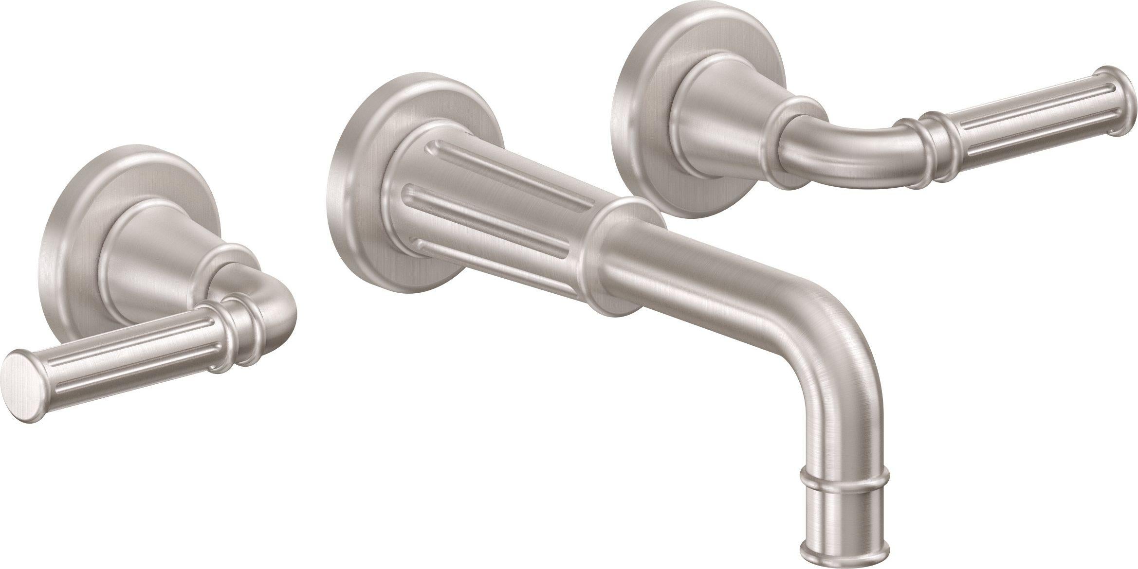 California Faucets Trousdale Llave de Lavabo de Pared de Dos Llaves - Níquel Satinado
