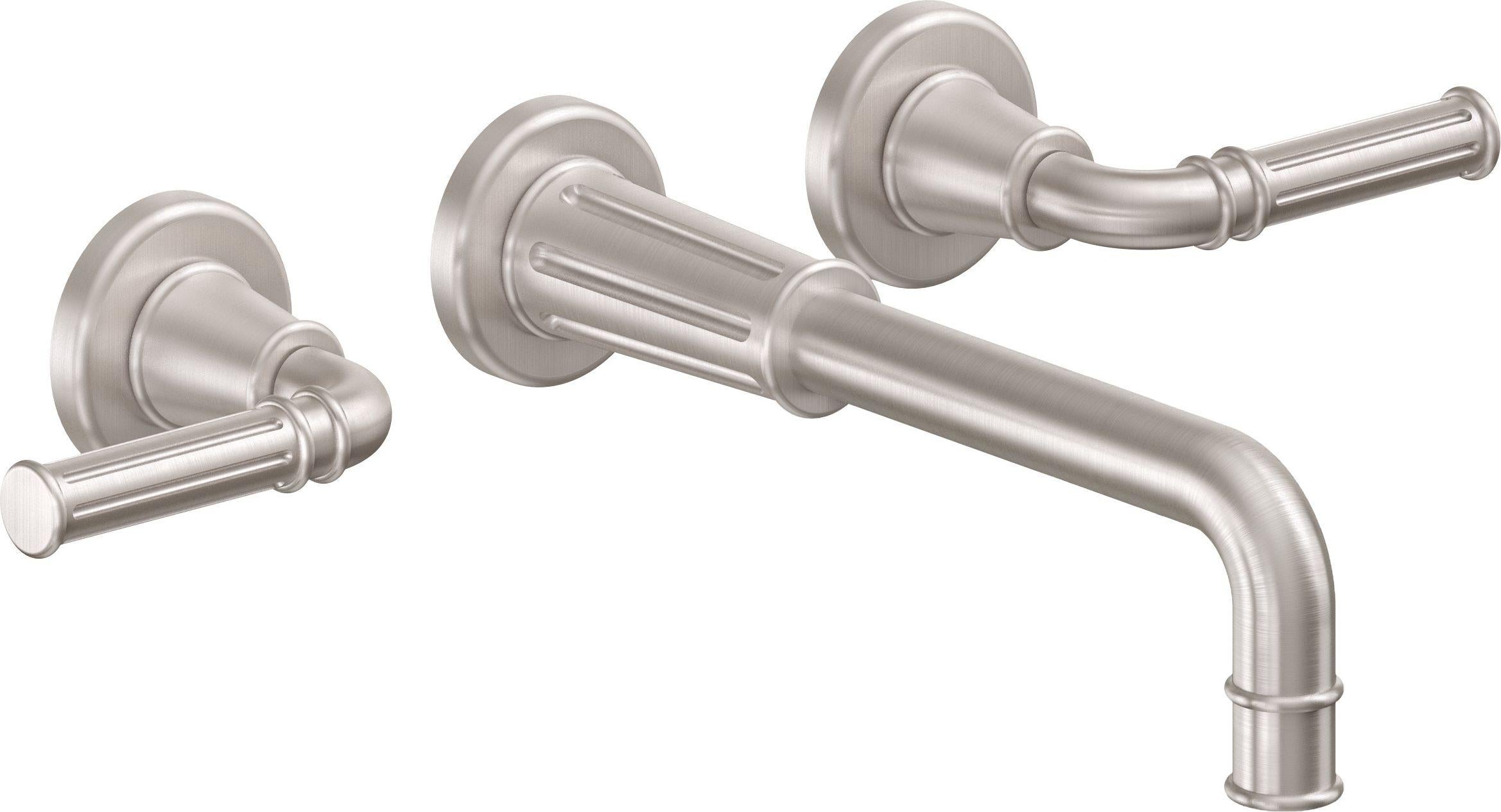 California Faucets Trousdale Llave de Lavabo de Pared de Dos Llaves - Níquel Satinado