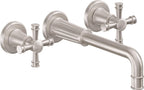 California Faucets Trousdale Llave de Lavabo de Pared de Dos Llaves - Níquel Satinado