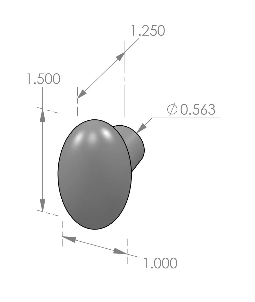 Oval Turn Piece (TPC-302) — dibujo de especificaciones y dimensiones