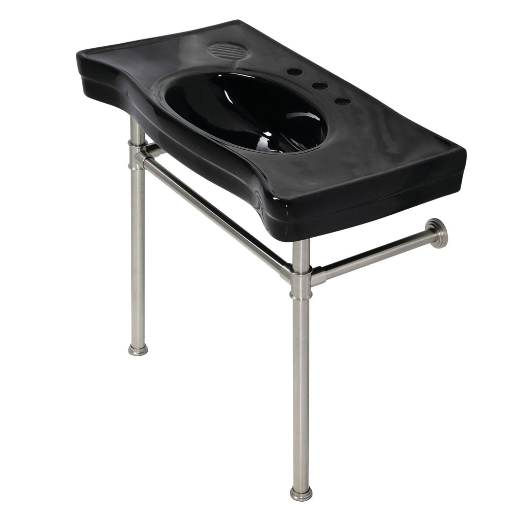 Kingston Brass Imperial lavabo consola — Negro / Níquel Cepillado