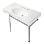 Kingston Brass Bristol lavabo consola — Blanco / Cromo Pulido