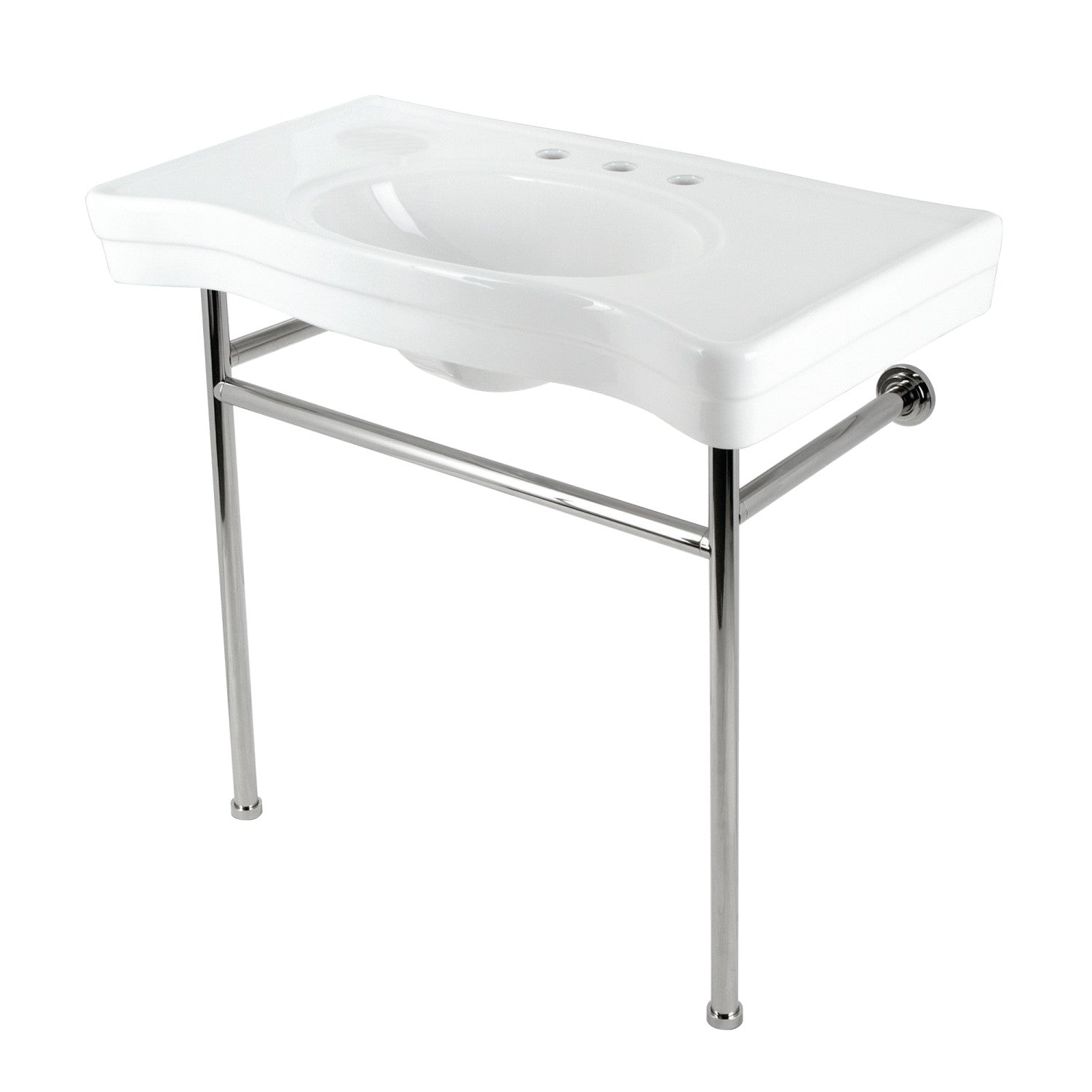 Kingston Brass Bristol lavabo consola — Blanco / Níquel Pulido