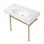 Kingston Brass Bristol lavabo consola — Blanco / Latón Cepillado