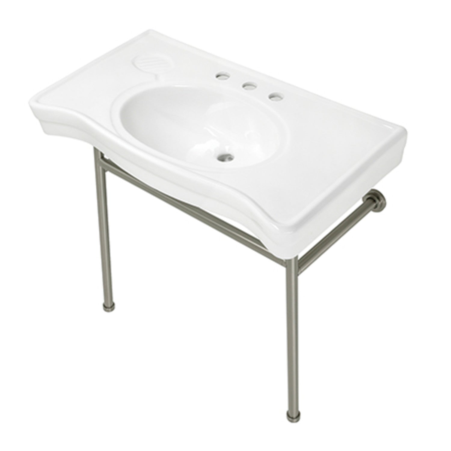 Kingston Brass Bristol lavabo consola — Blanco / Níquel Cepillado