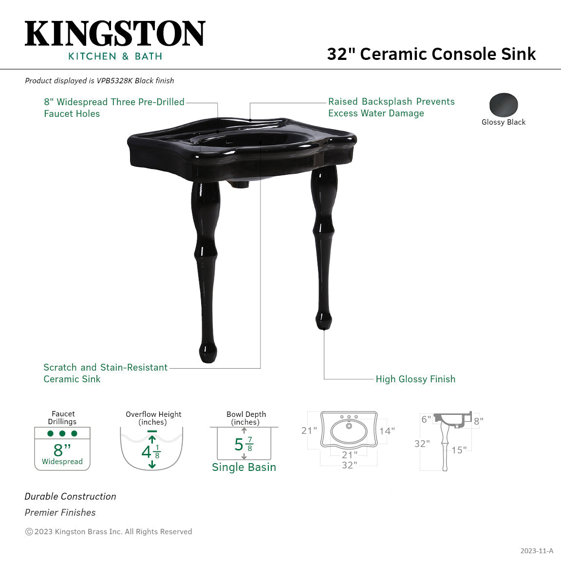 Kingston Brass Imperial lavabo consola — vista