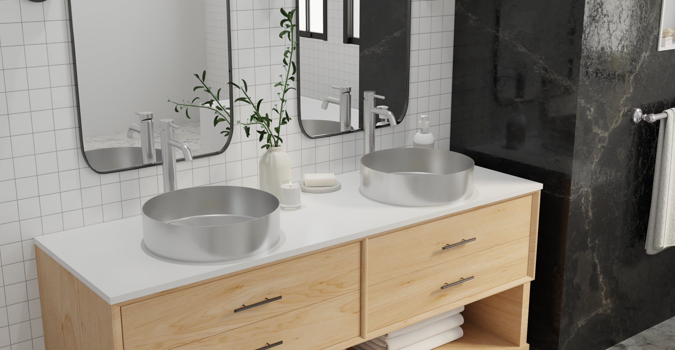 Badeloft Lavabo de Sobreponer de Acero Inoxidable ES-WB-01