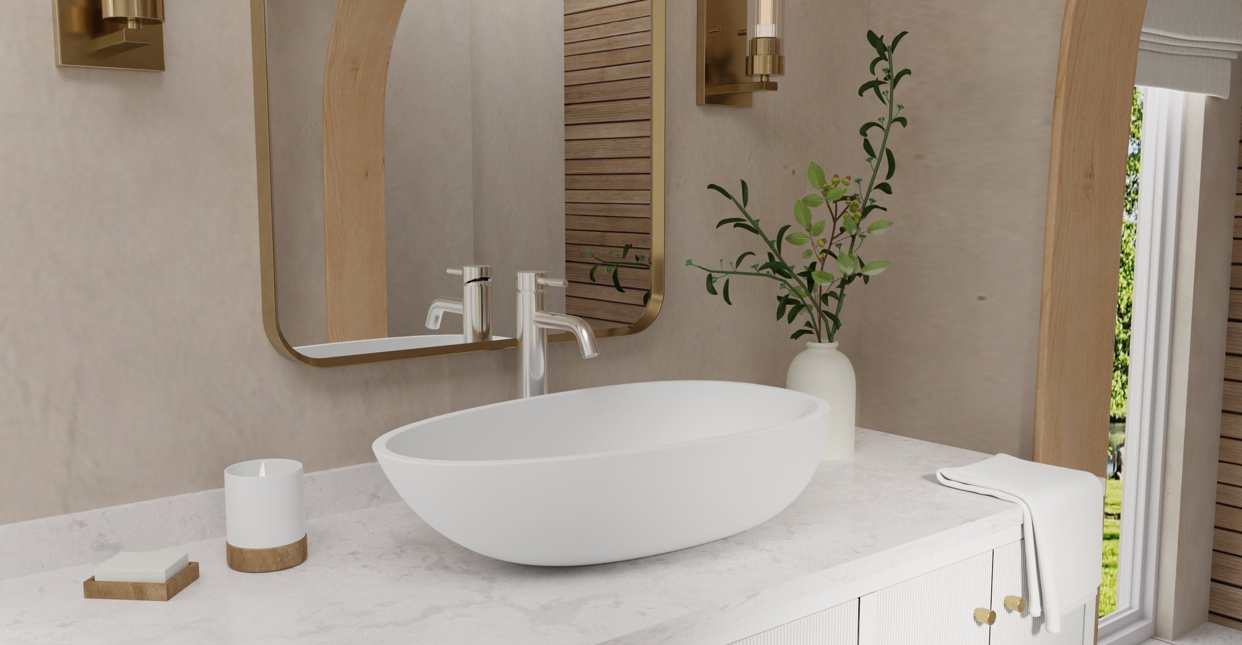 Badeloft Lavabo de Sobreponer Almendra WB-01