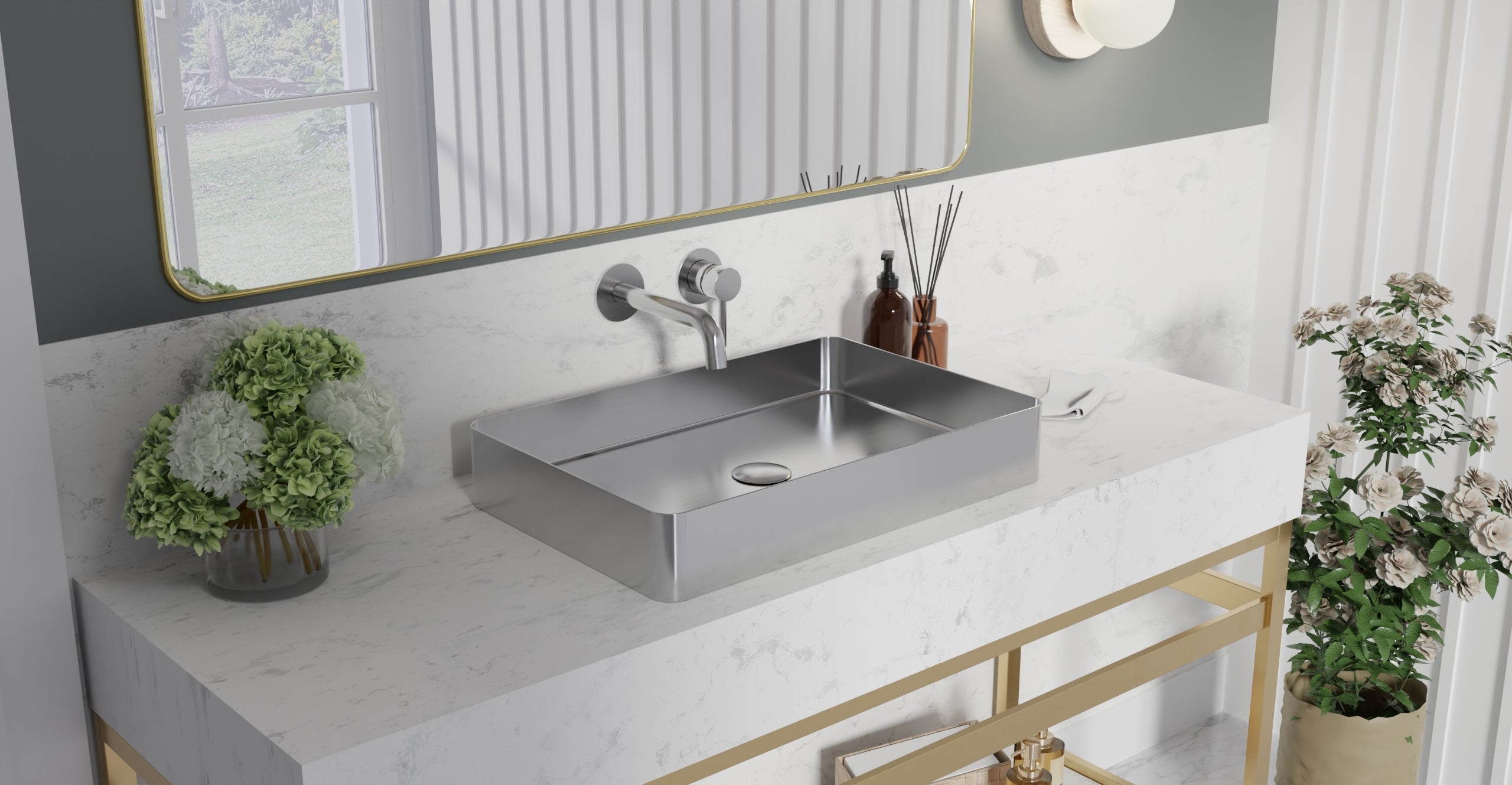 Badeloft Lavabo de Sobreponer de Acero Inoxidable ES-WB-600