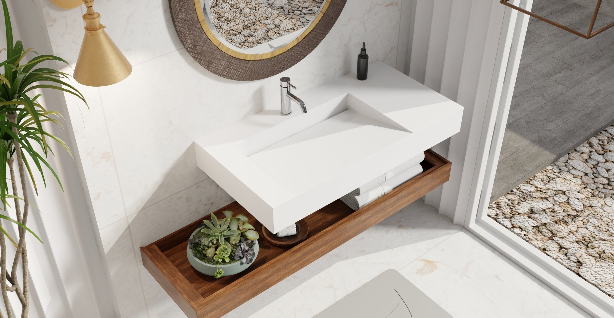 Badeloft Lavabo de Pared Tipo Rampa WT-04-A