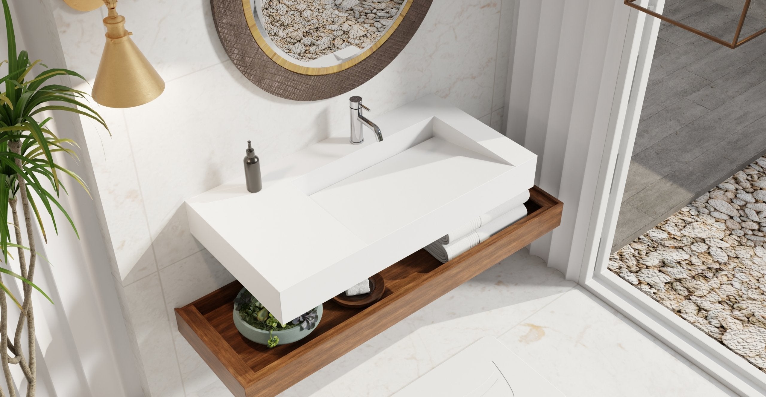 Badeloft Lavabo de Pared Tipo Rampa WT-04-B