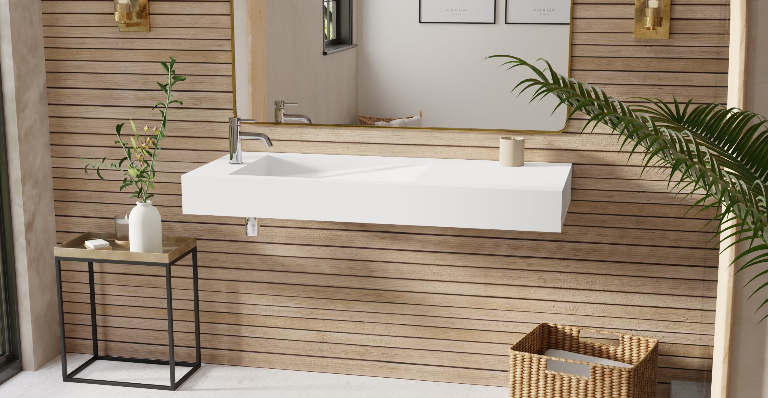 Badeloft Lavabo de Pared Tipo Rampa Lateral WT-05-A