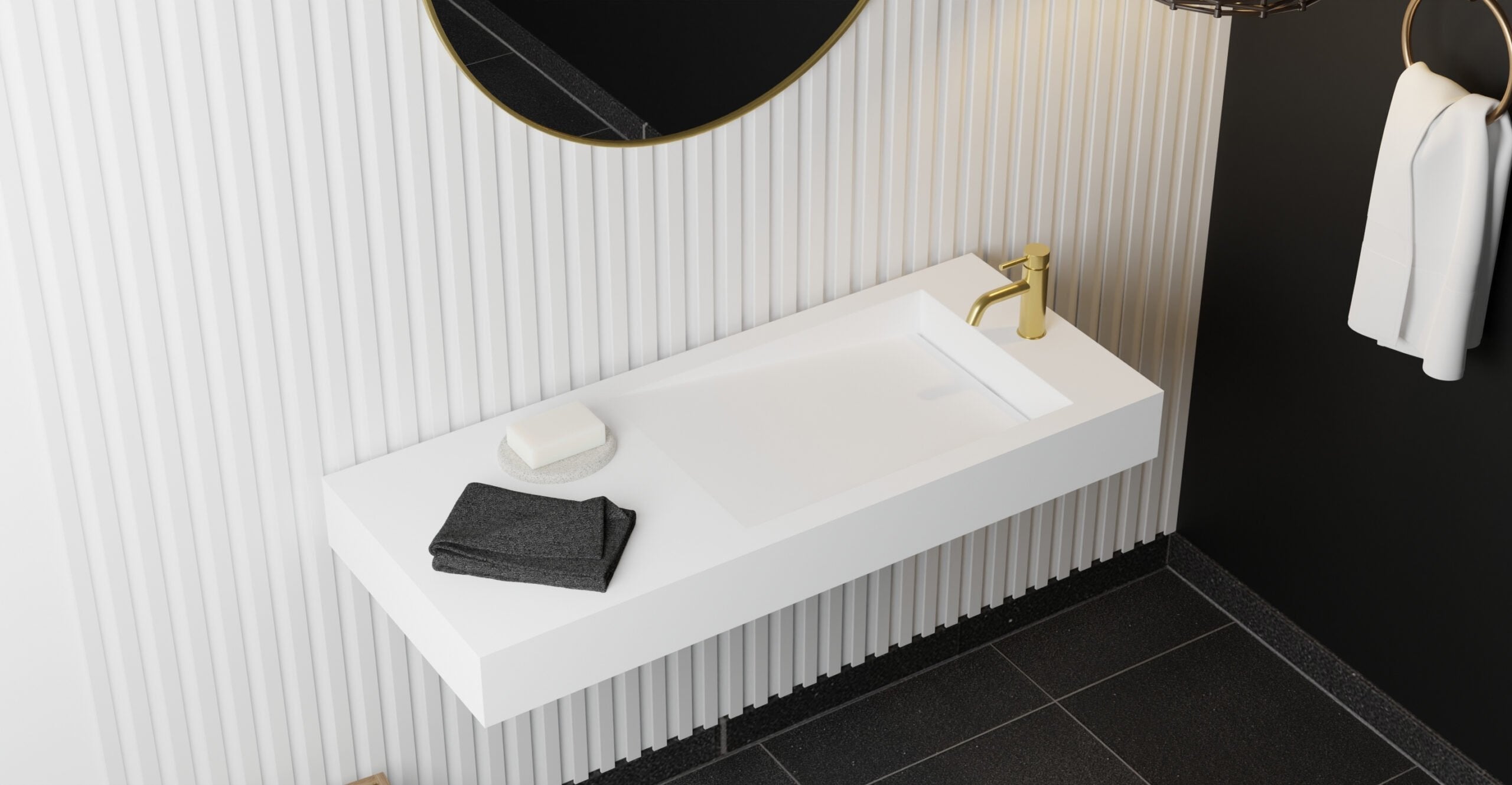 Badeloft Lavabo de Pared Tipo Rampa Lateral WT-05-B