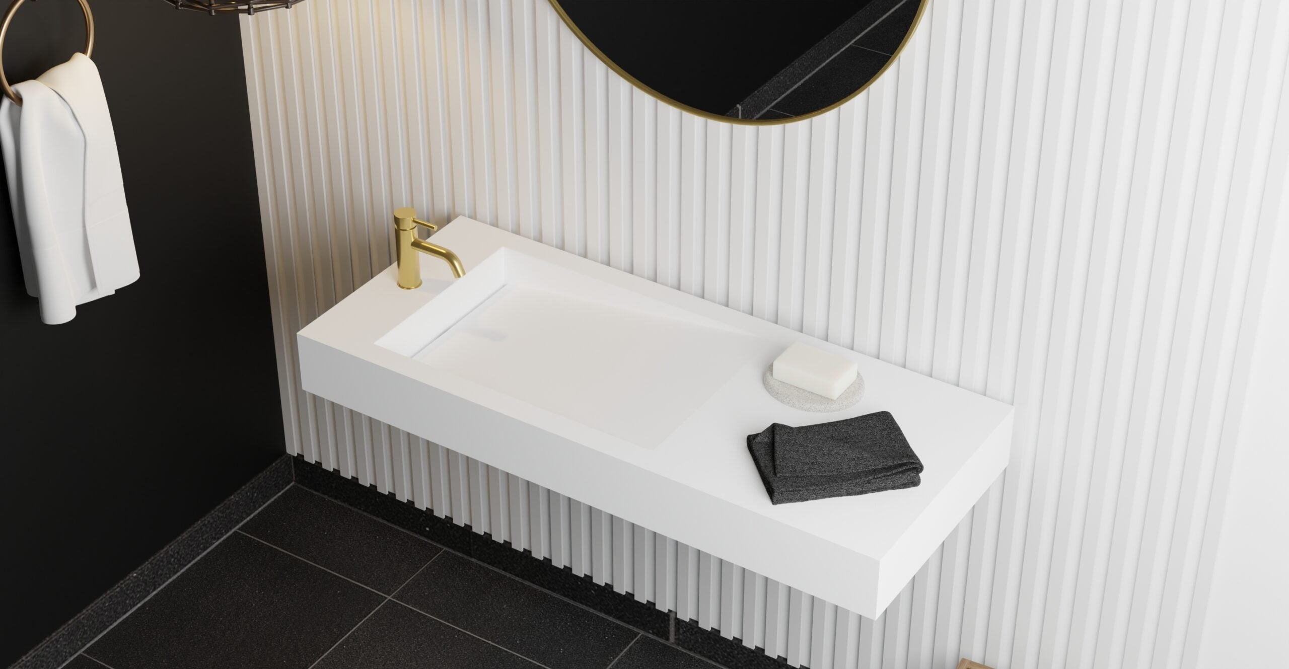 Badeloft Lavabo de Pared Tipo Rampa Lateral WT-05-A